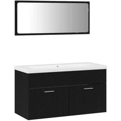 Ensemble De Mobilier De Salle De Bain 3 Pcs Chêne Noir Vidaxl