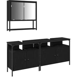 Vidaxl - Ensemble De Mobilier De Salle De Bain Avec Stockage 3 Pcs Noir