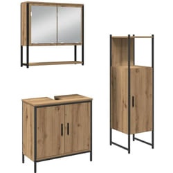 Ensemble De Mobilier De Salle De Bain Avec Étagère 3 Pcs Marron Vidaxl