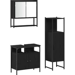 Vidaxl - Ensemble De Mobilier De Salle De Bain Avec Stockage 3 Pcs Noir