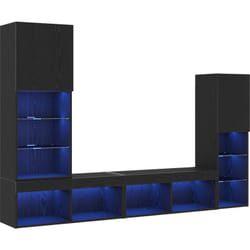 Vidaxl - Meuble tv led Chêne Noir 30.5x30x102 cm Bois Technique
