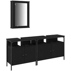 Vidaxl - Meubles De Salle De Bain Avec Porte 3 Pcs Noir 80 X 30 X 60 Cm