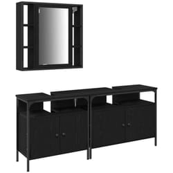 Vidaxl - Meubles De Salle De Bain Avec Porte 3 Pcs Noir 80 X 30 X 60 Cm