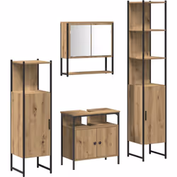 Cet ensemble de meubles de salle de bain en 4 pièces te donne une armoire haute, une armoire murale, une armoire sous évier,  ...