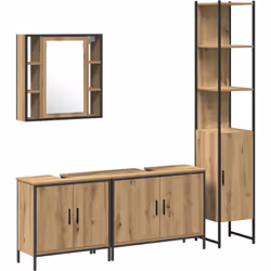 Cet ensemble de meubles de salle de bain a vraiment du style avec son look en chêne artisanal—idéal pour les espaces modernes ...