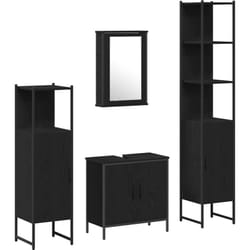 Vidaxl - Ensemble De Mobilier De Salle De Bain Avec Étagère 4 Pcs Noir