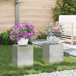 vidaXL Supports pour plantes 2 pcs Argent 24 x 24 x 35 cm