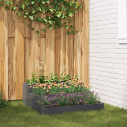 Cette jardinière de jardin est un point focal moderne pour l'extérieur, avec son design élégant à trois niveaux en acier anth ...