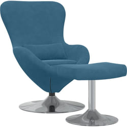 Vidaxl - Fauteuil œuf avec repose-pieds en velours bleu