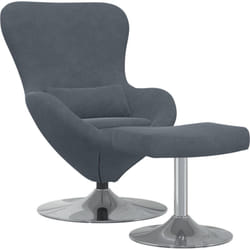 Vidaxl - fauteuil œuf avec repose-pieds en velours gris foncé