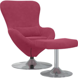 Fauteuil œuf avec repose-pieds en velours rouge vin vidaXL