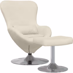 Ce fauteuil moderne avec son revêtement crème et son pouf stylé, donne un coup de peps à ton espace de vie. Il est super conf ...