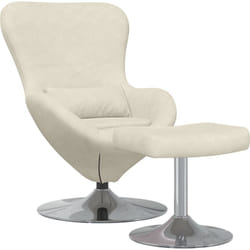 Vidaxl - Chaise Œuf avec Pouf Velours Crème