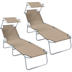 Vidaxl - Chaises longues pliantes 2 pcs avec auvent en tissu Oxford 600D taupe
