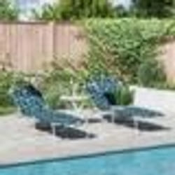 vidaXL Chaises Longues Pliantes 2 pcs avec Motif de Feuille 600D Tissu Oxford