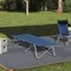 vidaXL Lit de camping pliant Bleu Métal, Tissu Standard Pliable