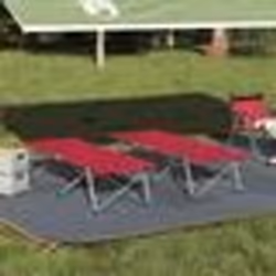 vidaXL Lit de Détente Pliant Rouge Métal, Tissu Standard Pliable
