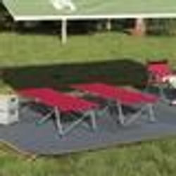 vidaXL Lit de Détente Pliant Rouge Métal, Tissu Standard Pliable
