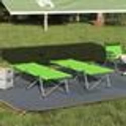 vidaXL Lit de camping pliant Vert foncé Cadre en métal avec surface en tissu