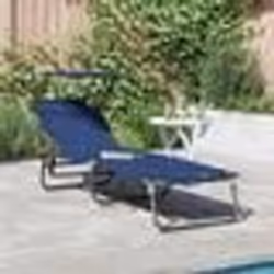 vidaXL Chaise longue pliante avec auvent bleu en tissu Oxford 600D