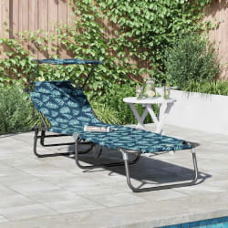 vidaXL Transat pliant avec motif feuille en tissu Oxford 600D