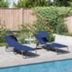 vidaXL Chaises longues pliantes 2 pcs avec auvent en tissu Oxford 600D bleu
