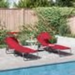 vidaXL Chaises longues pliantes 2 pcs avec auvent rouge en tissu Oxford 600D