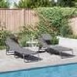 vidaXL 2 pcs Chaises longues pliantes avec auvent Gris Tissu Oxford 600D