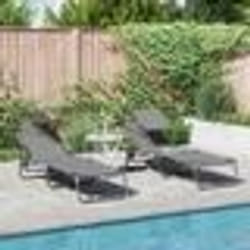 vidaXL 2 pcs Chaises longues pliantes avec auvent Gris Tissu Oxford 600D