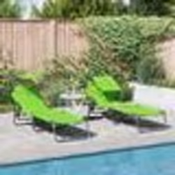 vidaXL Set de 2 Chaises Longues Pliantes avec Auvent Vert en Tissu Oxford 600D