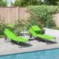 vidaXL Set de 2 Chaises Longues Pliantes avec Auvent Vert en Tissu Oxford 600D