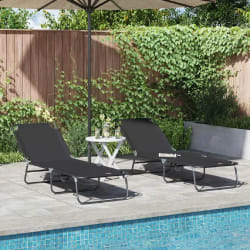 vidaXL Chaise longue pliante 2 pcs Portable Noir Tissu Oxford 600D