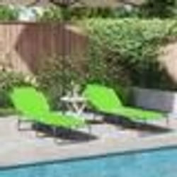 vidaXL Chaise longue pliante 2 pcs portable verte en tissu Oxford 600D