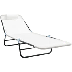 Vidaxl - Chaise longue pliante avec appui-tête Crème Textilène