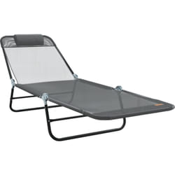 Vidaxl - Loungeur de soleil pliant avec appui-tête Gris Textilène