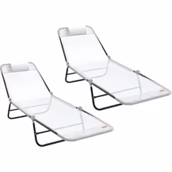 Cet ensemble de deux chaises longues pliantes est un accessoire incontournable si tu veux te détendre dehors. Leur design sim ...