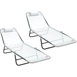 Vidaxl - Chaises longues pliantes 2 pcs avec repose-tête crème Textilène