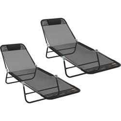 Vidaxl - Chaises longues pliantes 2 pcs avec appuie-tête noir Textilène