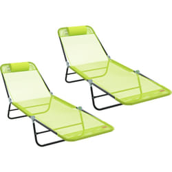 Vidaxl - Chaises longues pliantes 2 pcs avec appui-tête en Textilène verte