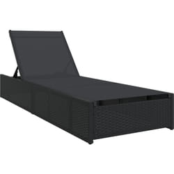 Vidaxl - Chaise Longue Noire 60x200x27 cm en Rattan Synthétique