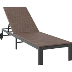 Vidaxl - Chaise longue avec roues en poly rattan marron