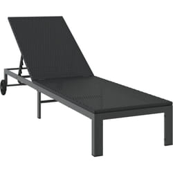Chaise longue avec roues en poly rotin noir vidaXL