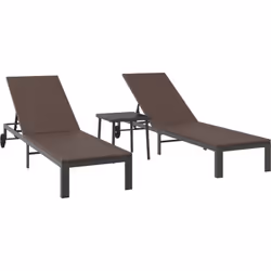 Cet ensemble de chaises longues rembourrées combine confort et style, parfait pour bronzer ou se relaxer sur ton balcon, pati ...