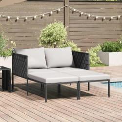 vidaXL Chaise Longue avec Coussins pour 2 Personnes Anthracite 115x153x69,5 cm Acier
