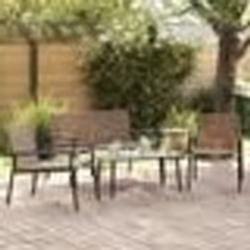 vidaXL Ensemble de café d'extérieur de 4 pièces en rattan brun avec structure en acier