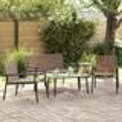 vidaXL Ensemble de café d'extérieur de 4 pièces en rattan brun avec structure en acier