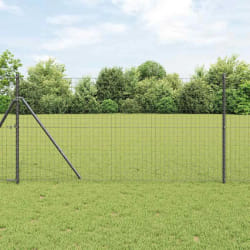 vidaXL Ensemble de poteaux de clôture 13 pcs Gris Ø32mm 160 cm