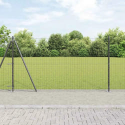 vidaXL Set de poteaux de clôture 7 pcs Gris Ø32mm 160 cm Béton, Métal