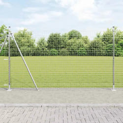 vidaXL Ensemble de poteaux de clôture 7 pcs Argent Ø32mm 160 cm