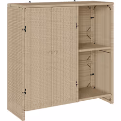 Cette armoire en rotin beige combine style et fonctionnalité, idéale pour l'intérieur comme l'extérieur. Avec sa texture agré ...